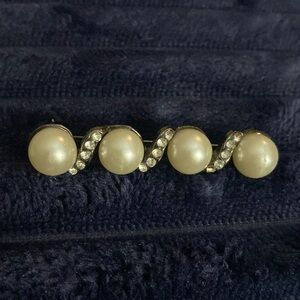 Vintage Pearls Rhinestones Bar Pin
